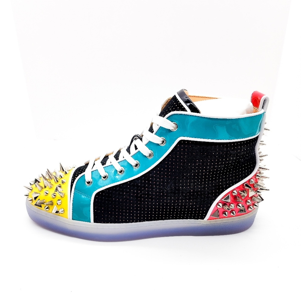 CHRISTIAN LOUBOUTIN Spike MultiColor HighTop Spikes Designer Sneakers Shoes EU43 - Picture 5 of 8